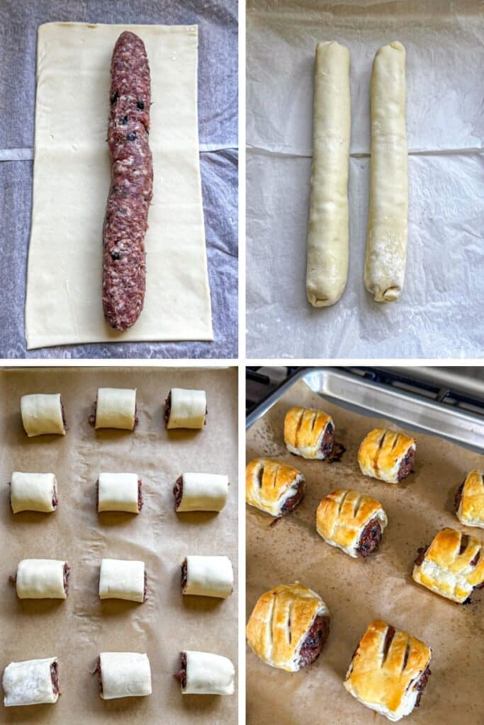 Steps for making sausage rolls