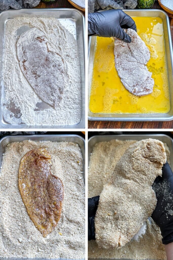 How to dredge and coat the chicken cutlets