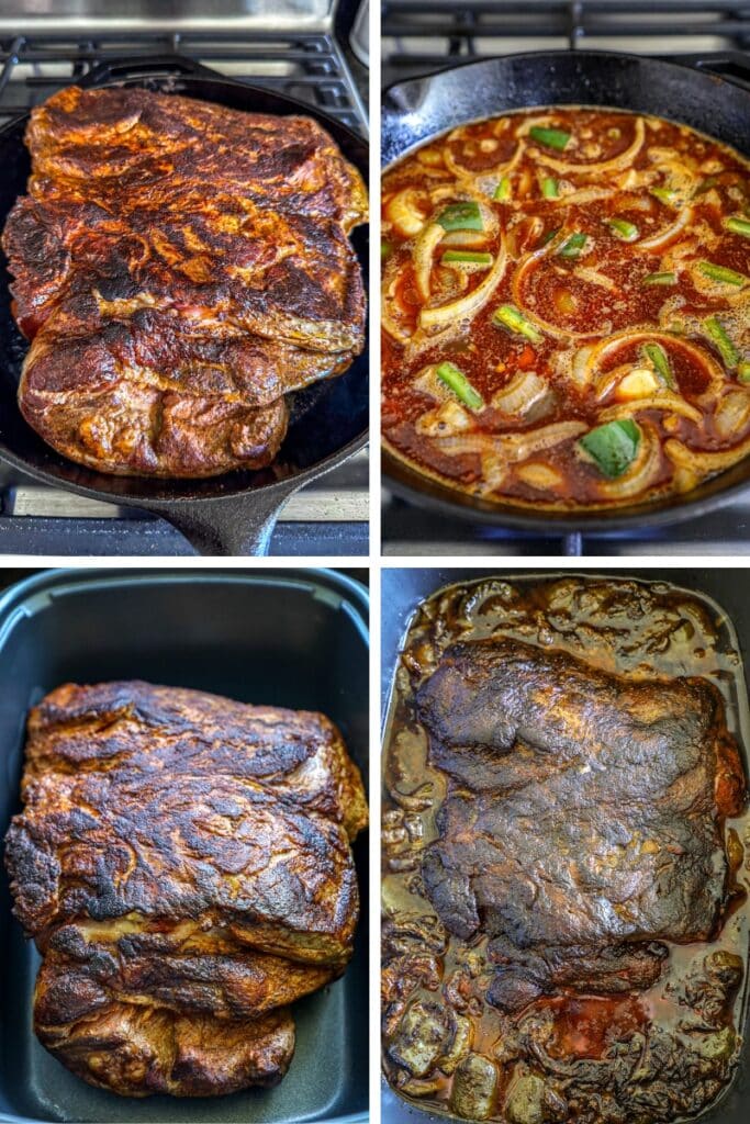 Steps for prepping the pork for the slow cooker