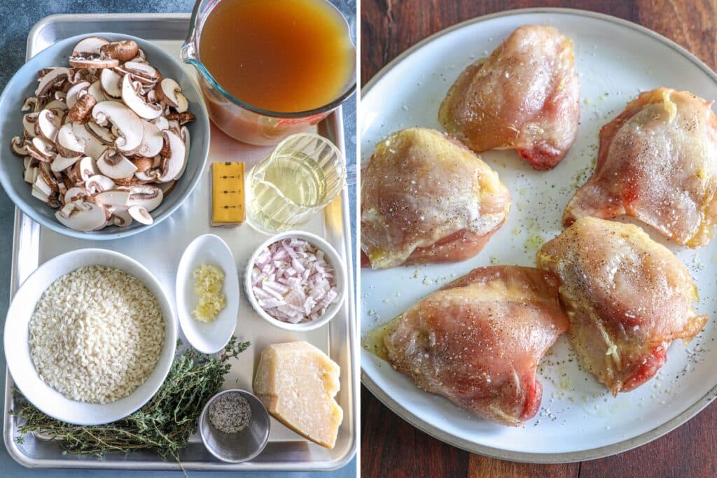 Ingredients to make Chicken and Mushroom Risotto Recipe
