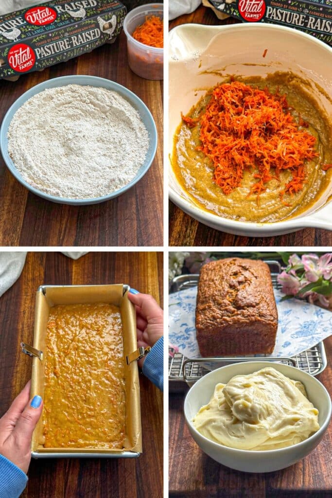 Steps for making carrot cake bread