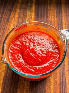 making the sauce in a pourable container