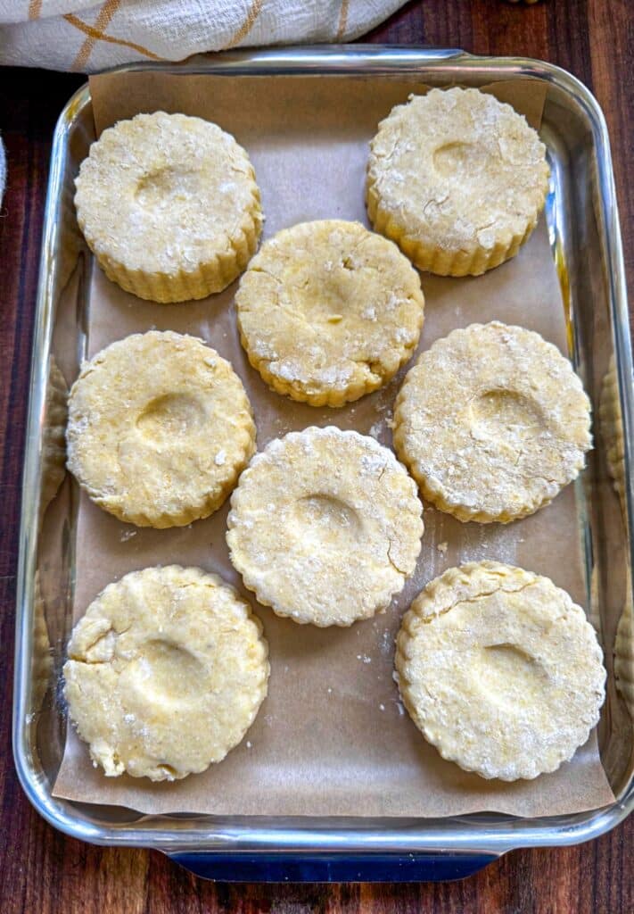 Cut biscuits on the baking sheet