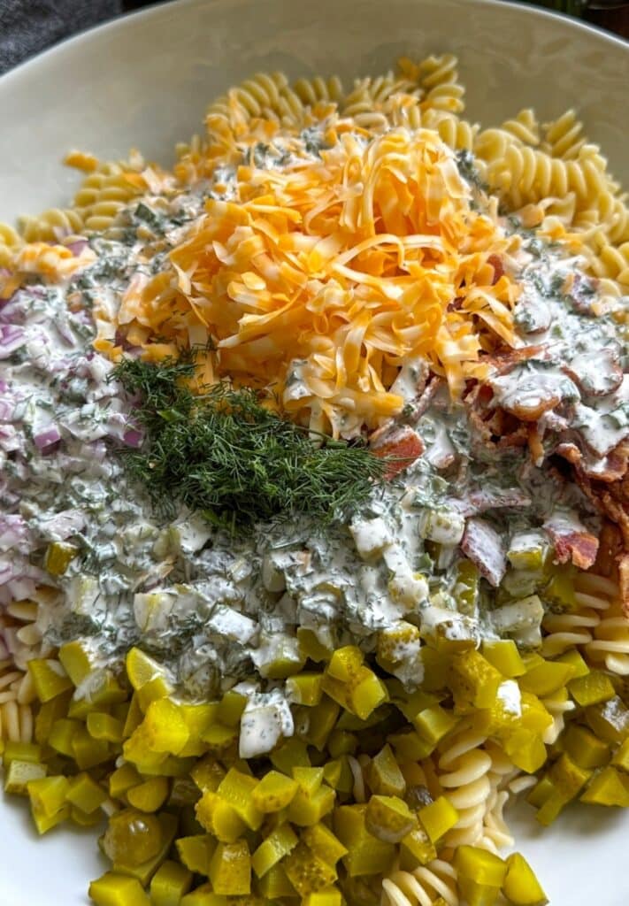 Adding the dill pickle ranch dressing