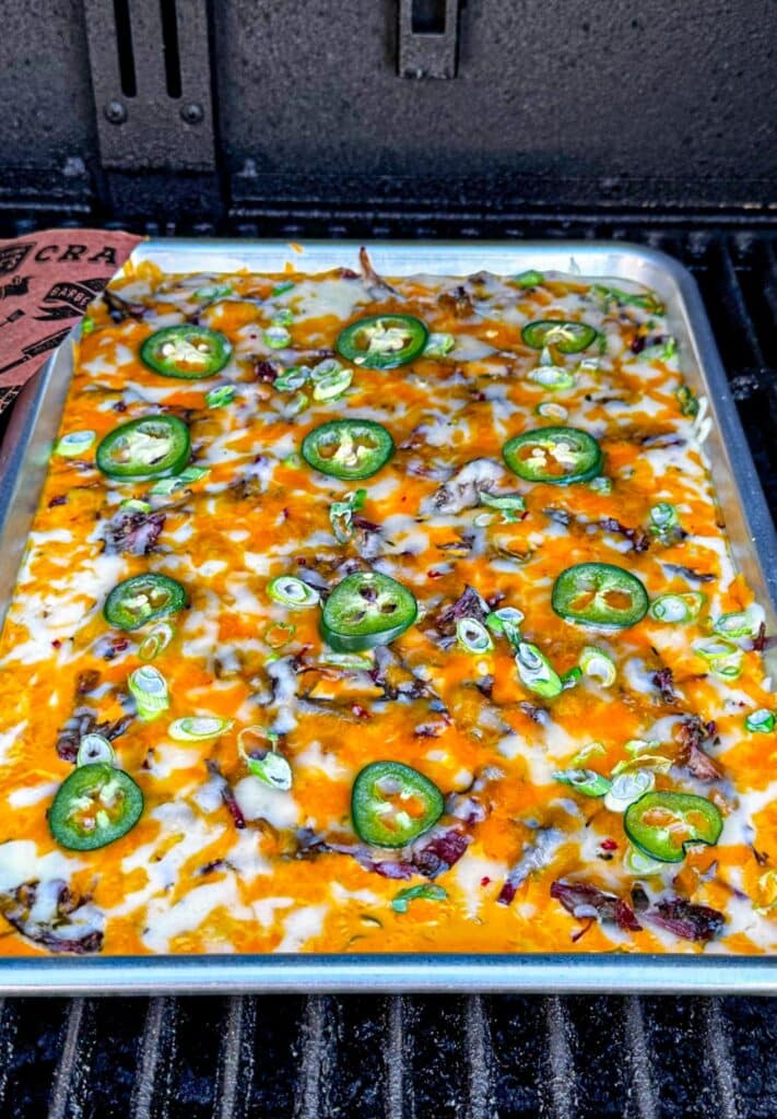 Smoking the nachos on the grill