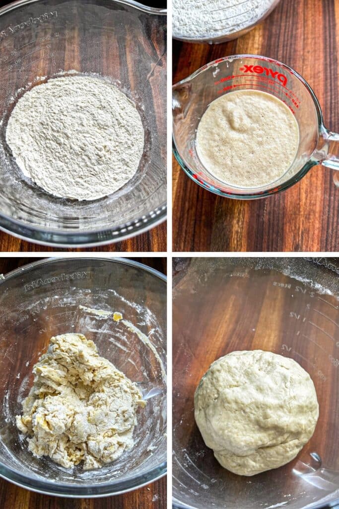 Assembling the dough ingredients and kneading