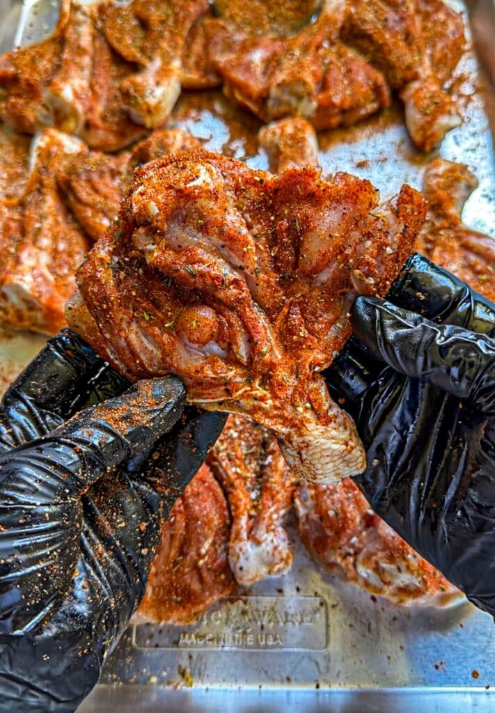 seasoned and butterflied chicken leg