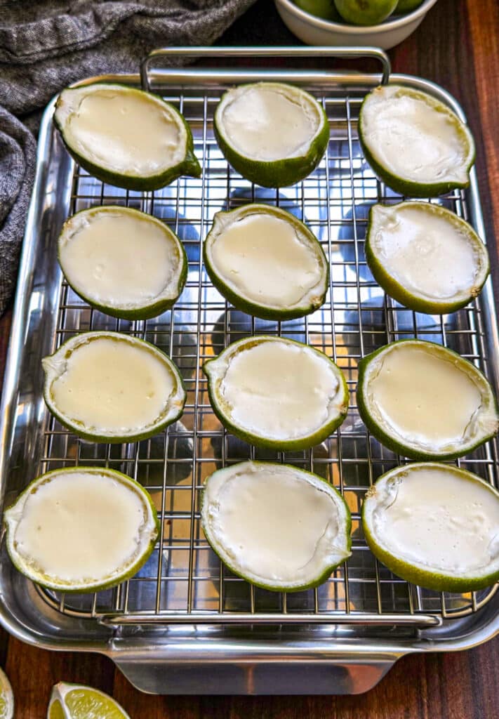 the fully chilled lime shells with the posset