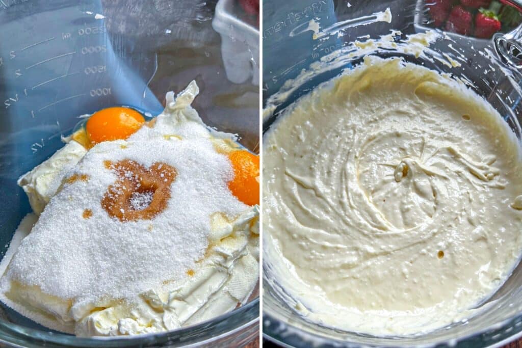 Making the cheesecake filling