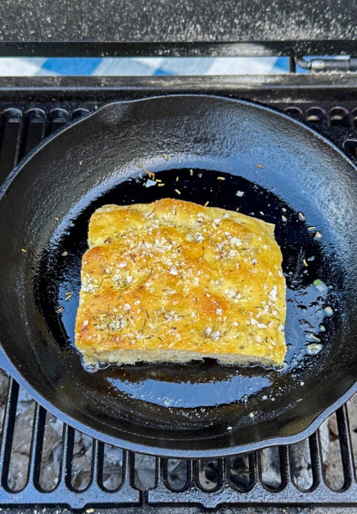toasting the focaccia