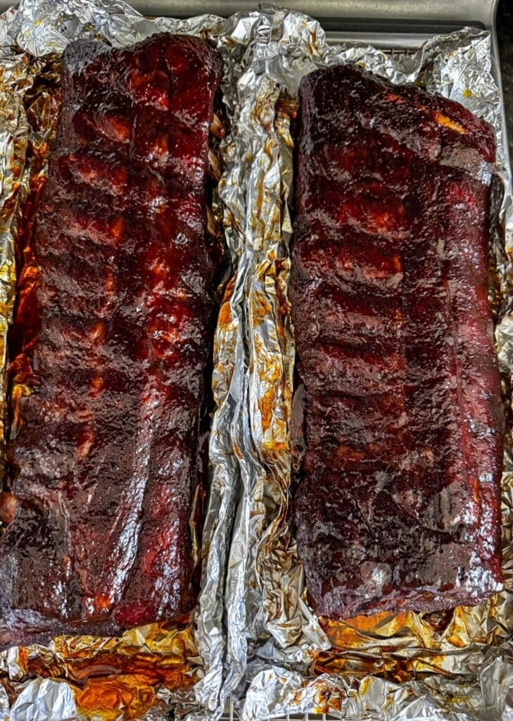 finishing the ribs unwrapped and glazed
