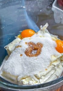 Mixing the cheesecake filling