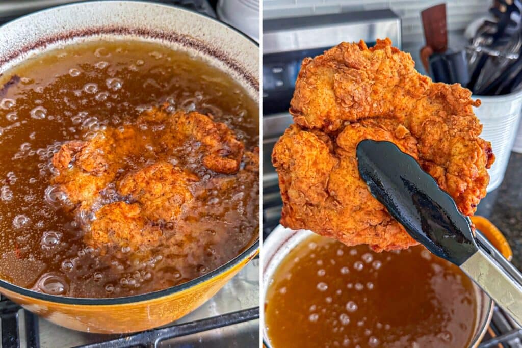 Frying the chicken