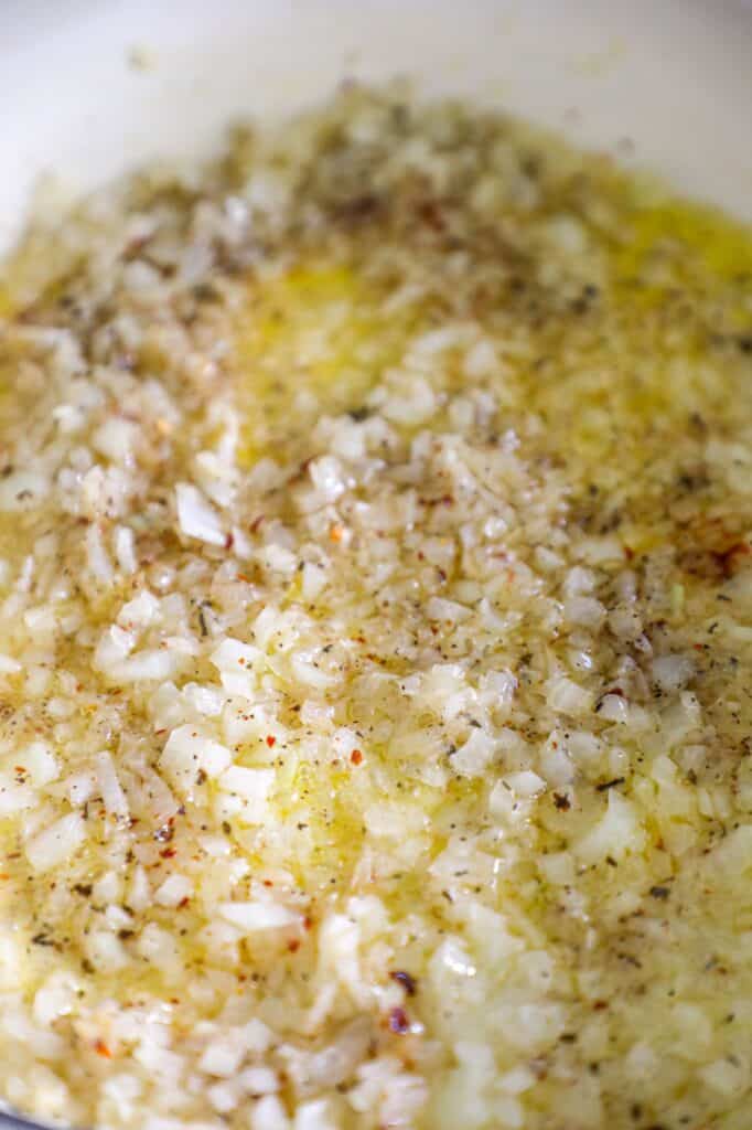 cooking the garlic and shallots