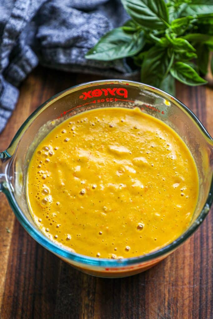 blending the sauce so it's smooth