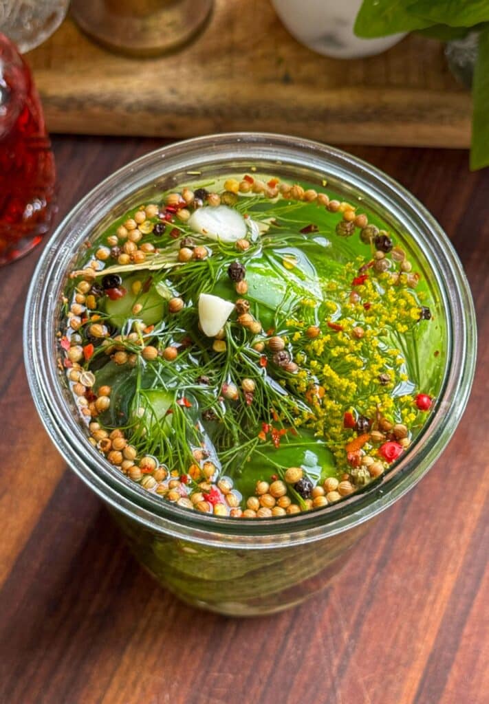 Adding the brine and begin fermenting