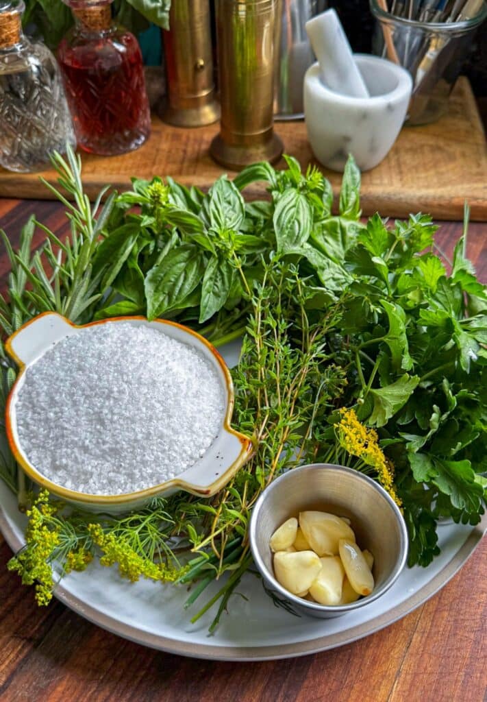 fresh herbs for herb salt