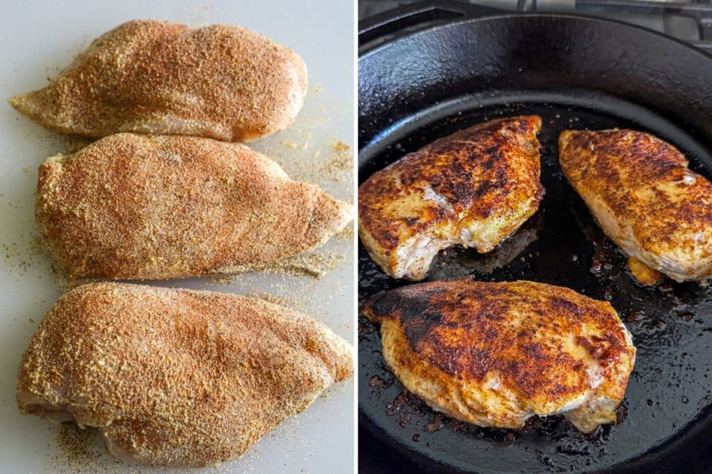 cooking the chicken