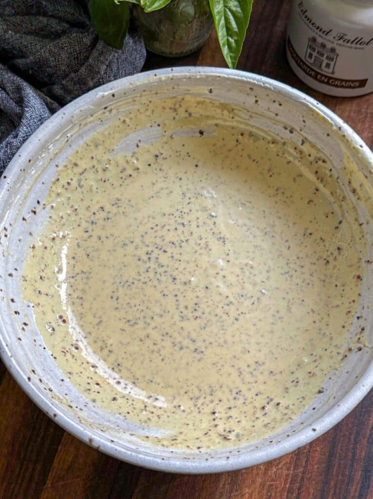 honey mustard dressing mixed in a bowl