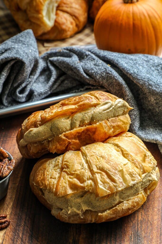 Stuffed croissants with the cream cheese pumpkin filling