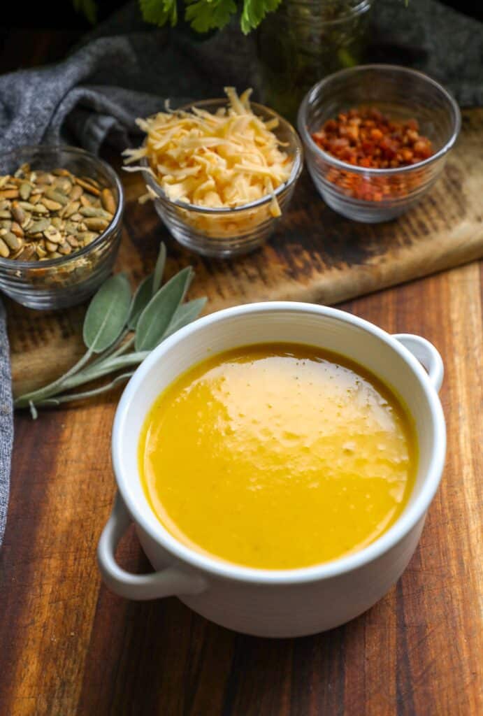 finished butternut squash soup in a bowl