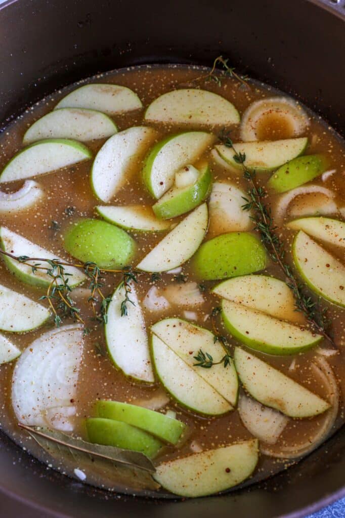 braising liquid all in the pot